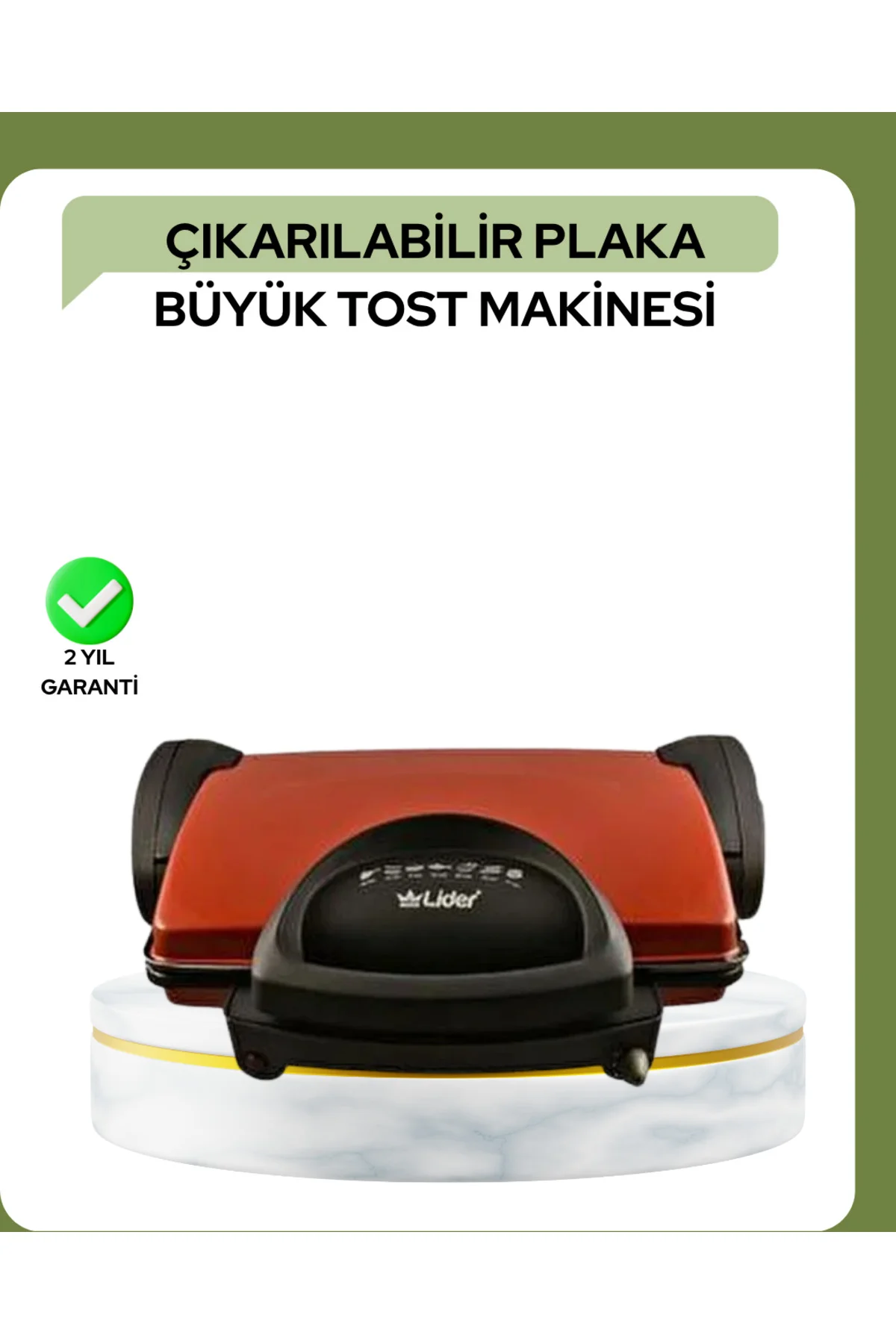 2000 Watt Teflon Tost Makinesi – Geniş Plaka, Ayarlanabilir Isı, 