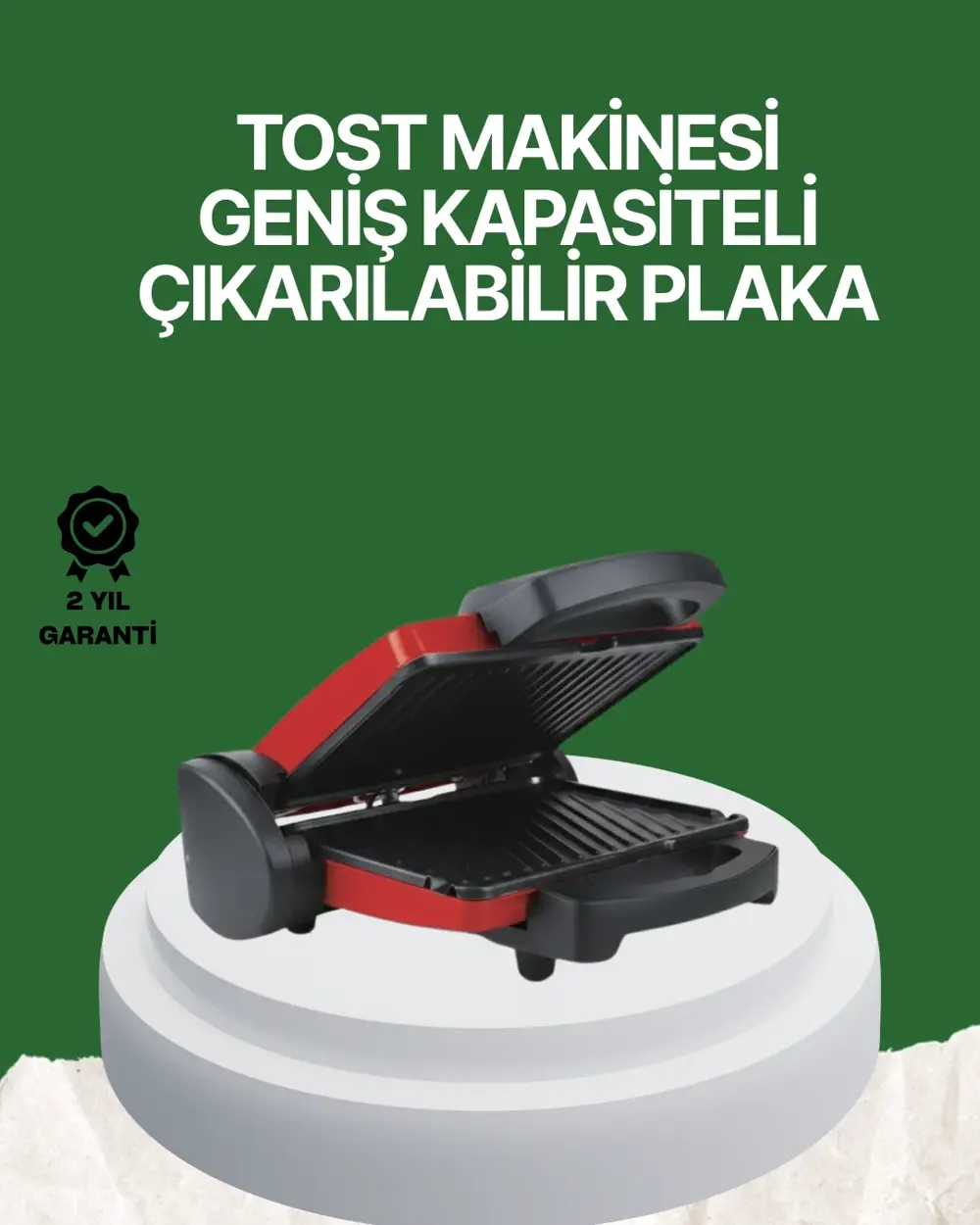 2000 Watt Teflon Tost Makinesi – Geniş Plaka, Ayarlanabilir Isı,