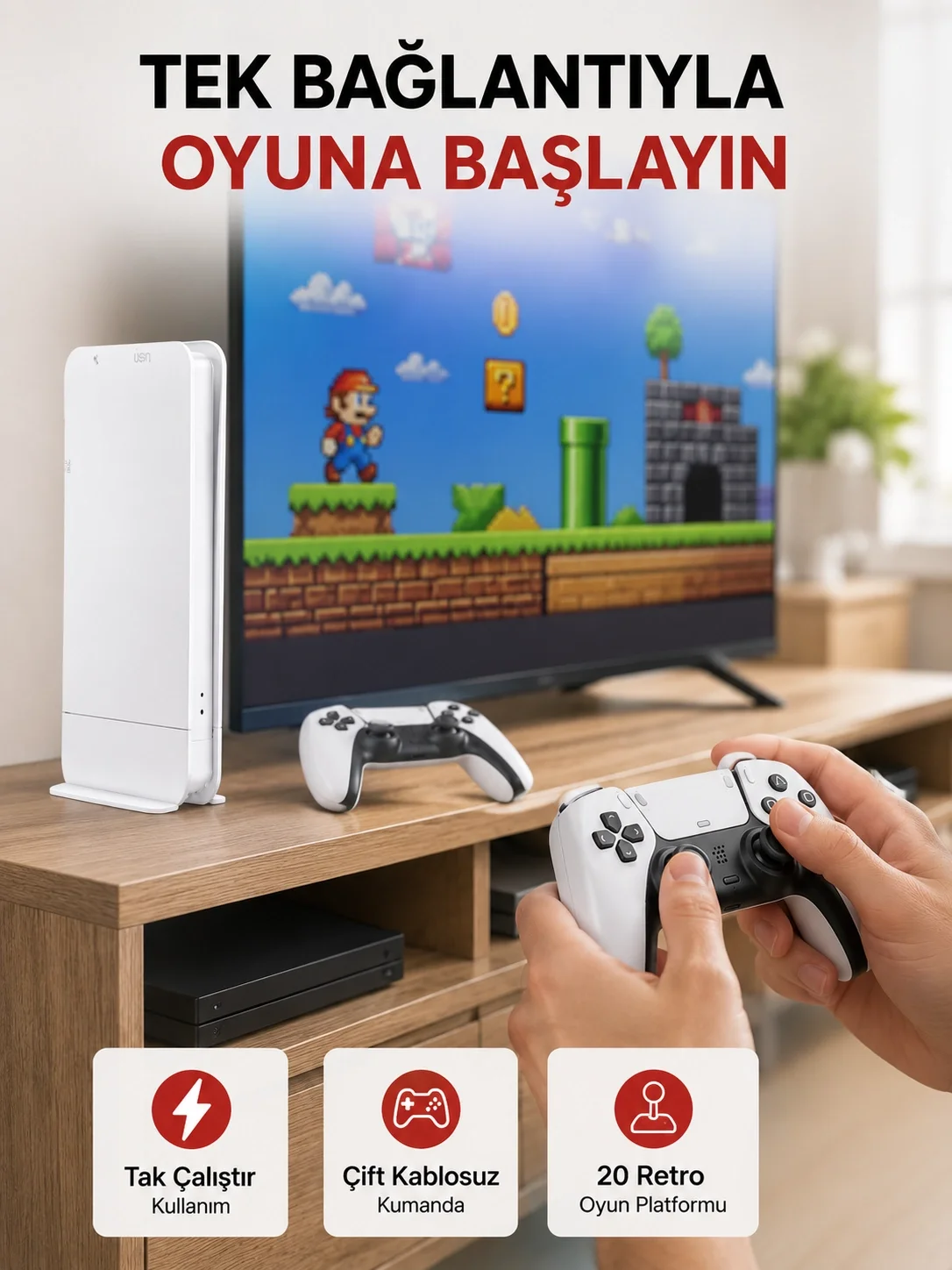 20.000 Klasik Oyun Dahili Kablosuz Kontrollü Oyun Kutusu