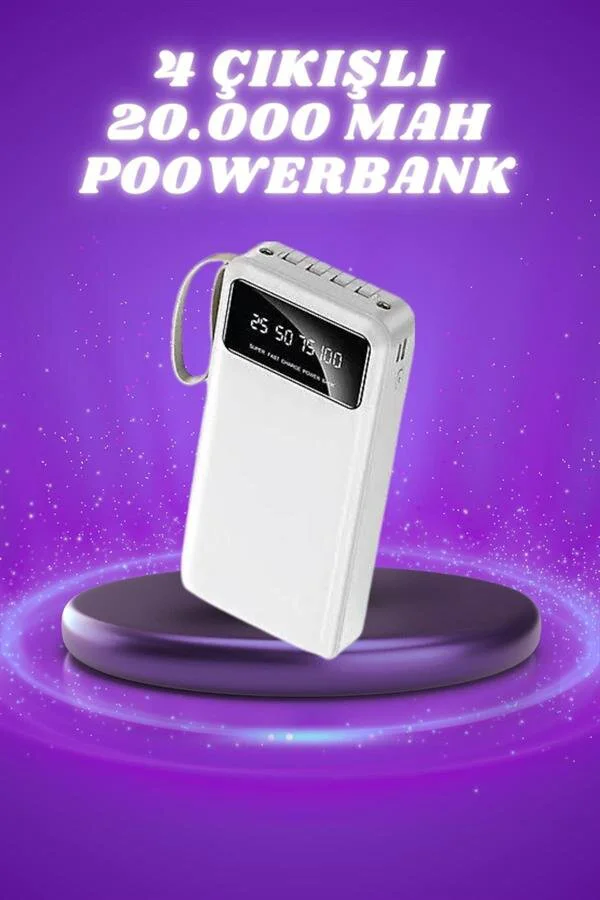 20.000 mAh 4 Çıkışlı Powerbank - Yüksek Kapasiteli Taşınabilir Şarj Çözümü