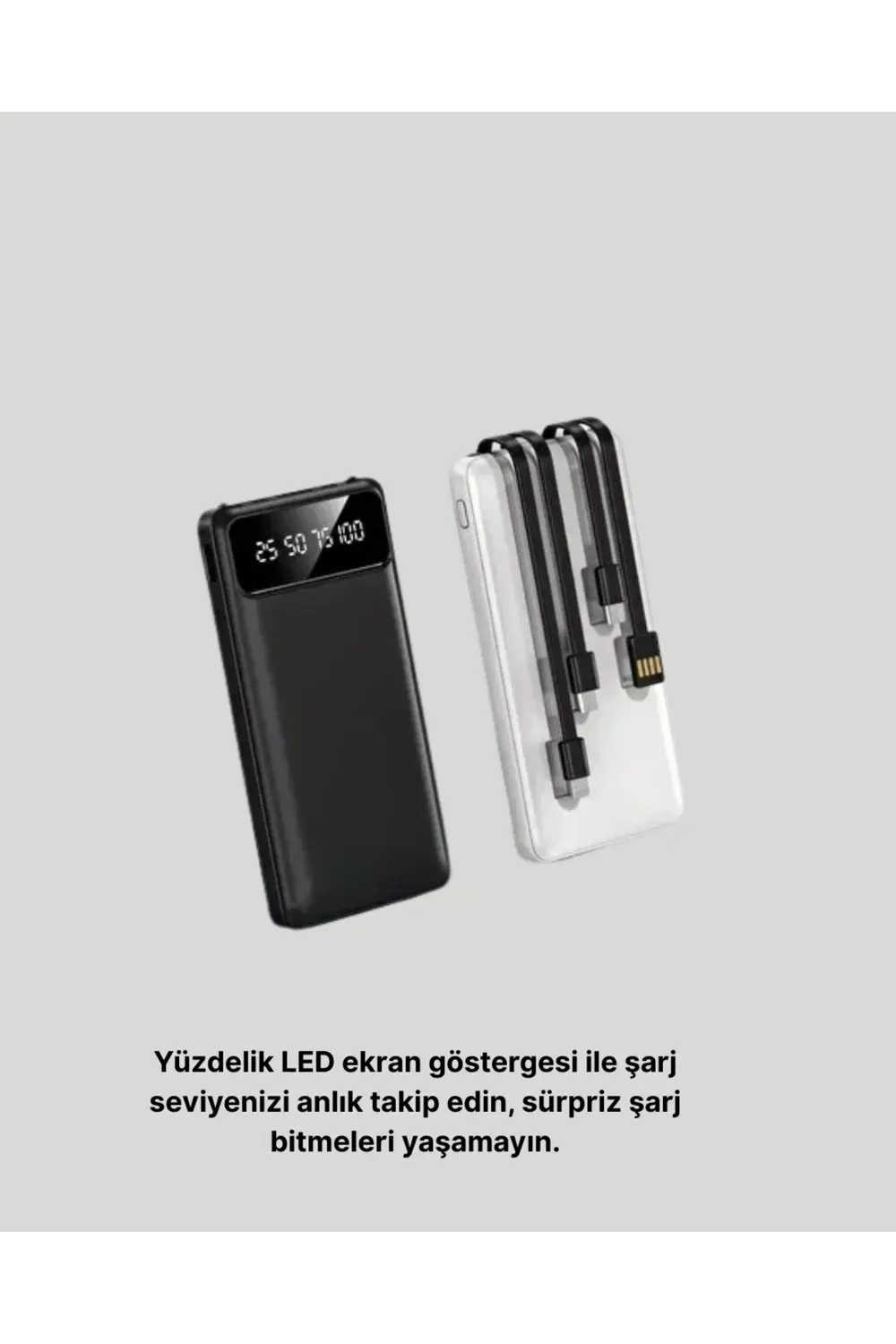 20.000 mAh 4 Çıkışlı LED Göstergeli Hızlı Şarj Powerbank