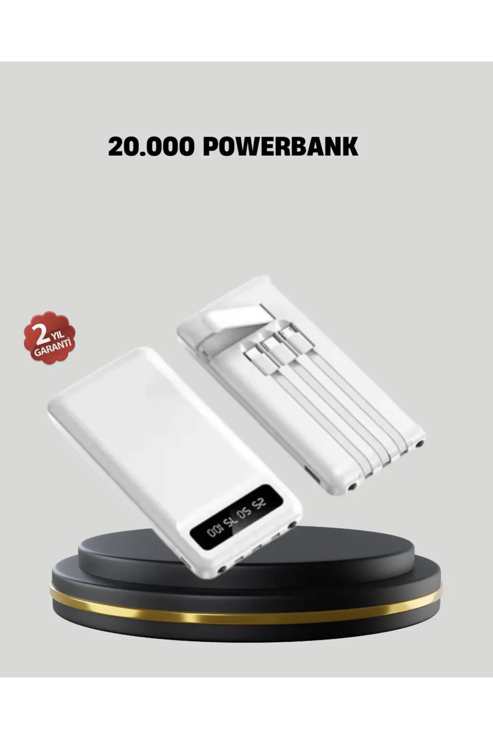20.000 mAh 4 Çıkışlı LED Göstergeli Hızlı Şarj Powerbank
