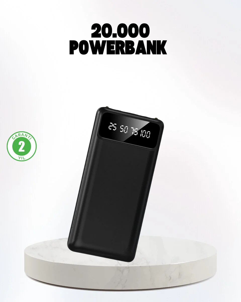 20.000 mAh Çoklu Güvenlik Korumalı Powerbank - Hızlı Şarj ve Fener