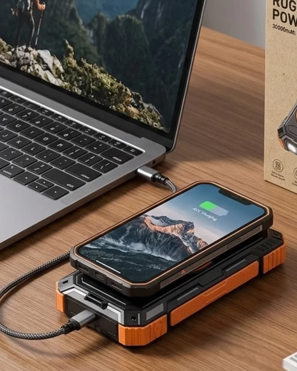 20000 mAh Güneş Enerjili Powerbank - Kablosuz Şarj, Hızlı Şarj ve Taşınabilir Batarya