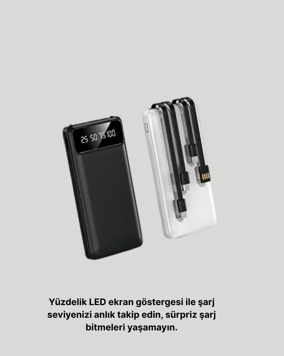 20000 mAh Hızlı Şarj Powerbank - 4 Çıkışlı LED'li Güvenilir Şarj Cihazı