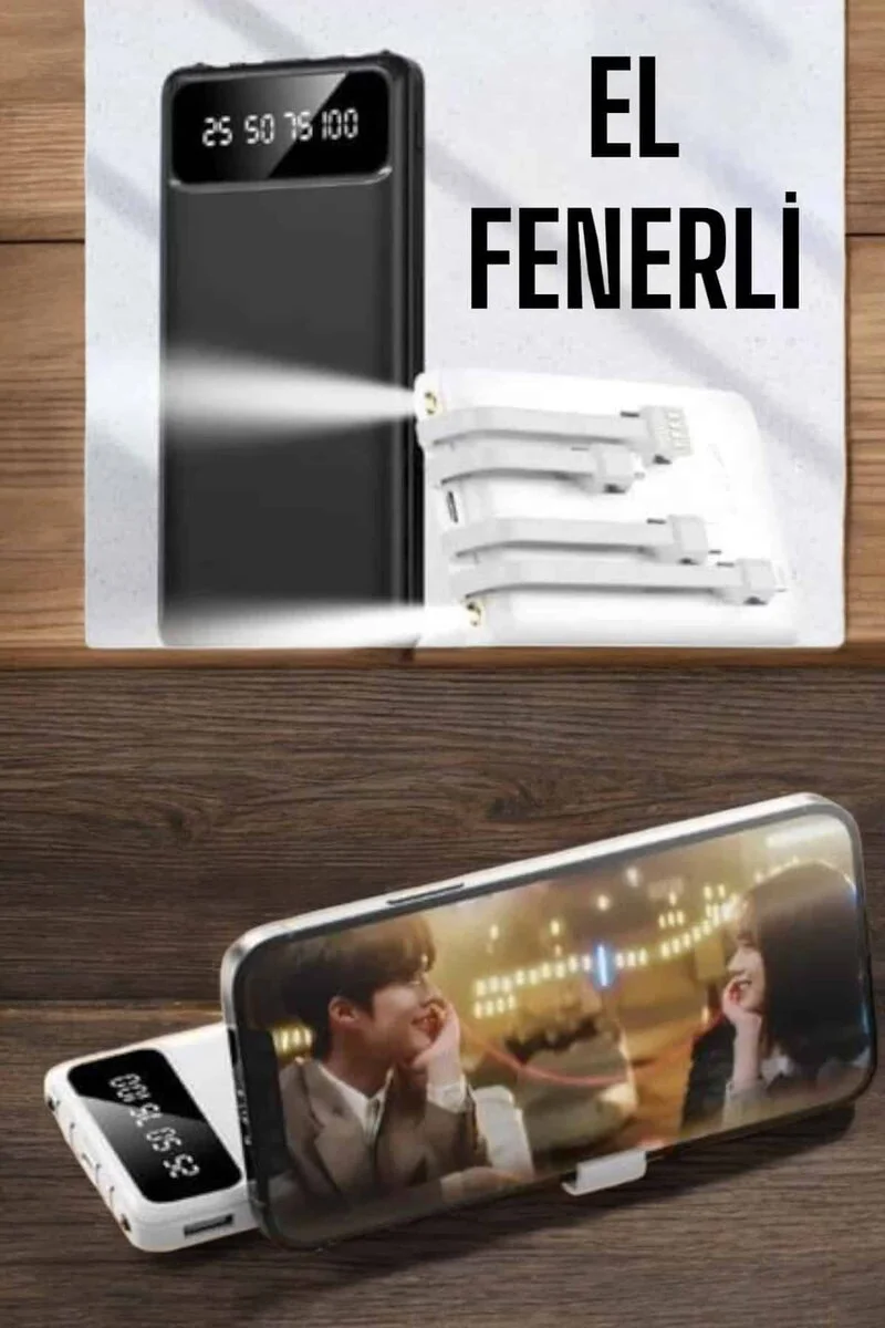 20.000 Mah Led Işıklı LCD Ekran USB Girişli Type-C Lightning Powerbank