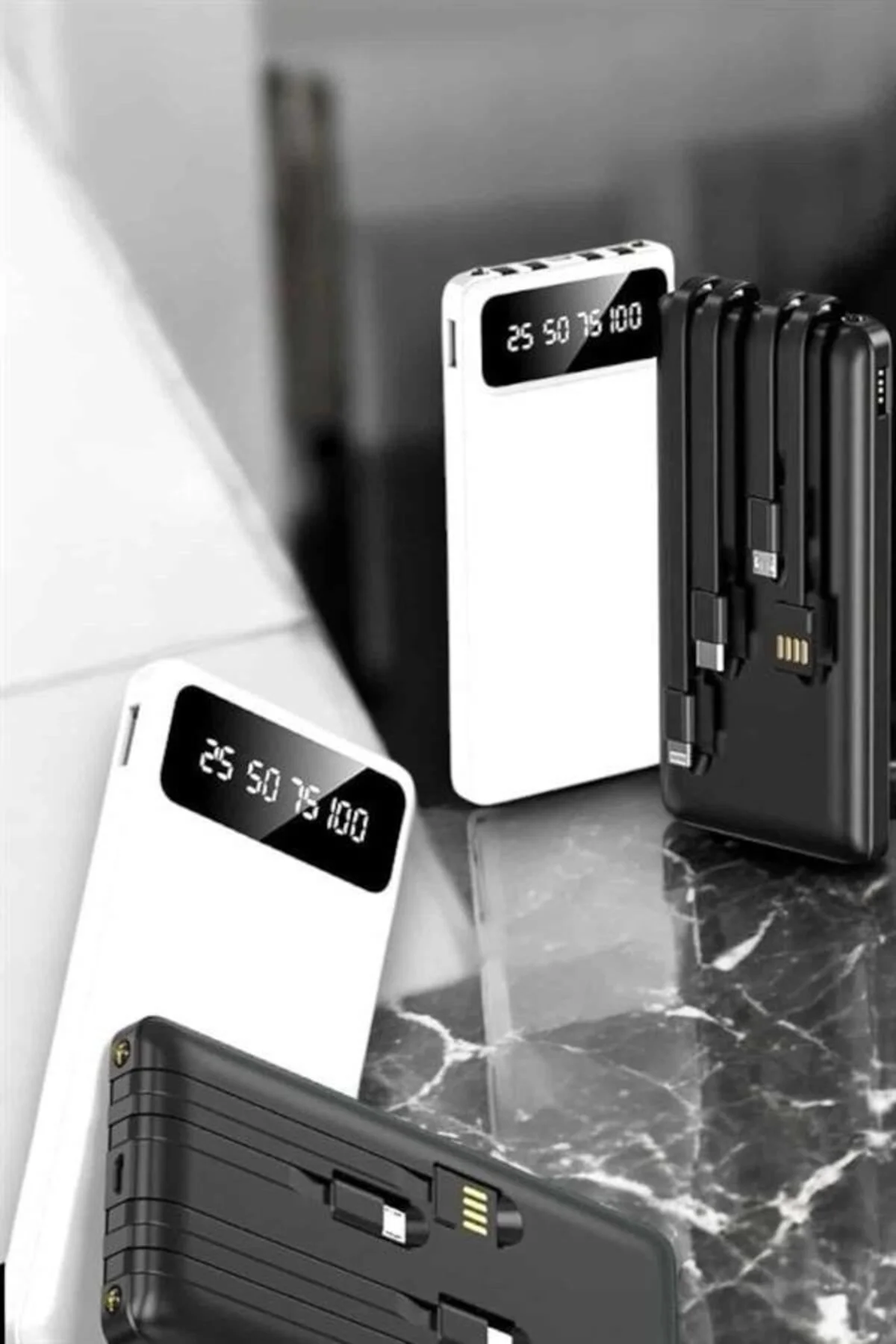 20.000 Mah Led Işıklı Lcd Ekran Usb Girişli Type-c Lightning Powerbank