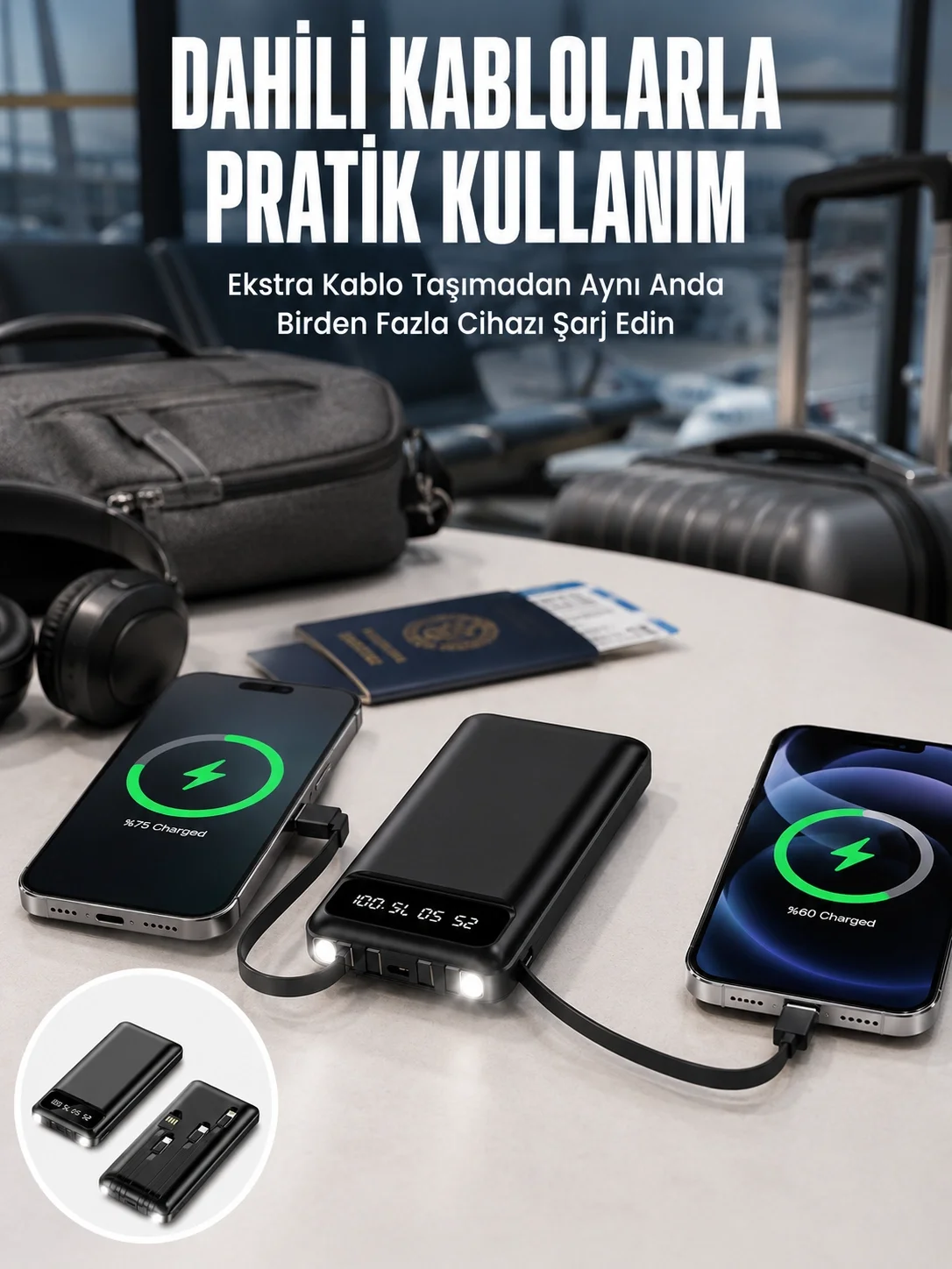 20.000 Mah Led Işıklı LCD Ekran USB Girişli Type-C Lightning Powerbank Yeni Nesil Fiyatı, Yorumları ve Özellikleri