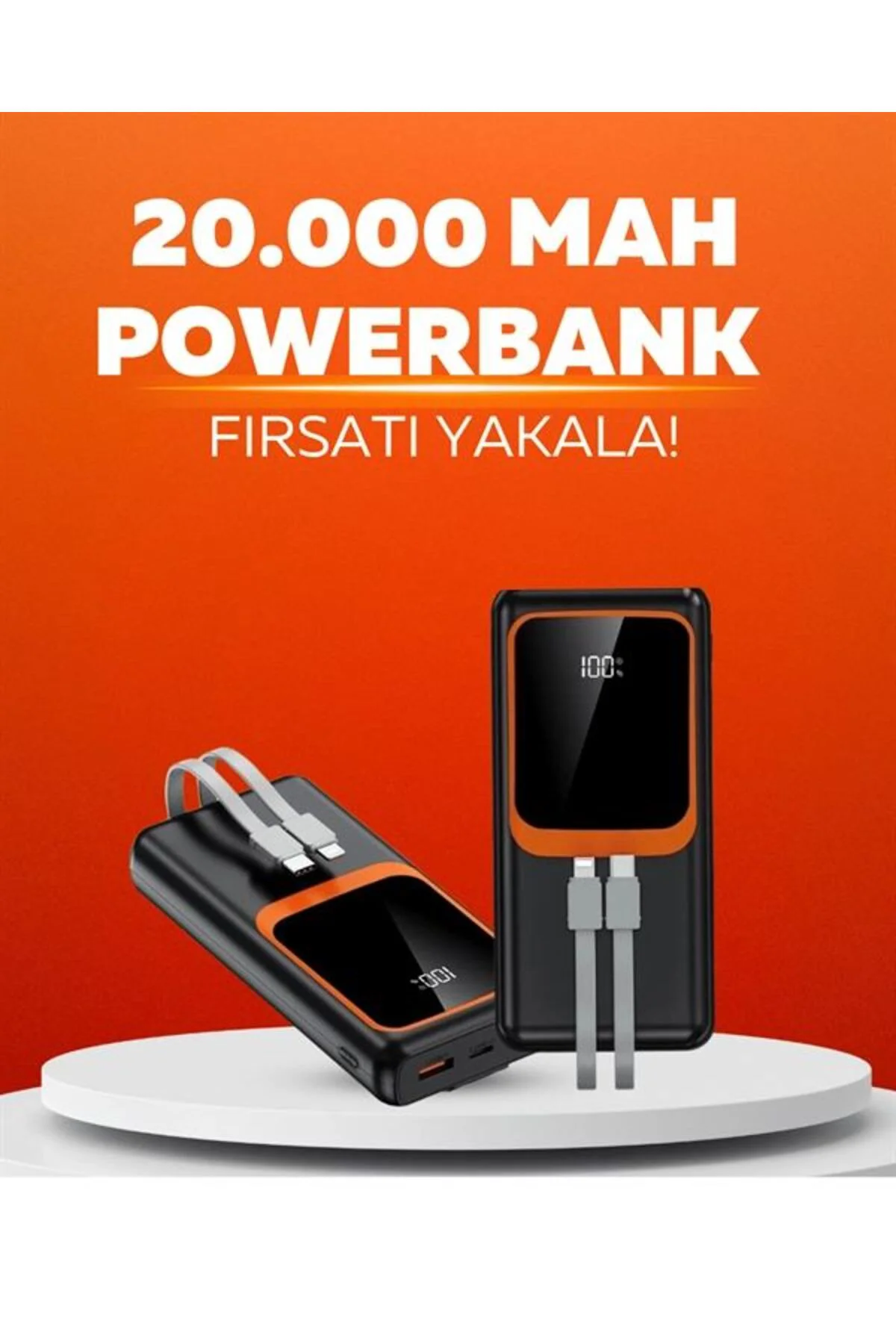 20.000 Mah Powerbank – 22.5w Hızlı Şarj, Çok Kablolu, Dijital Göstergeli
