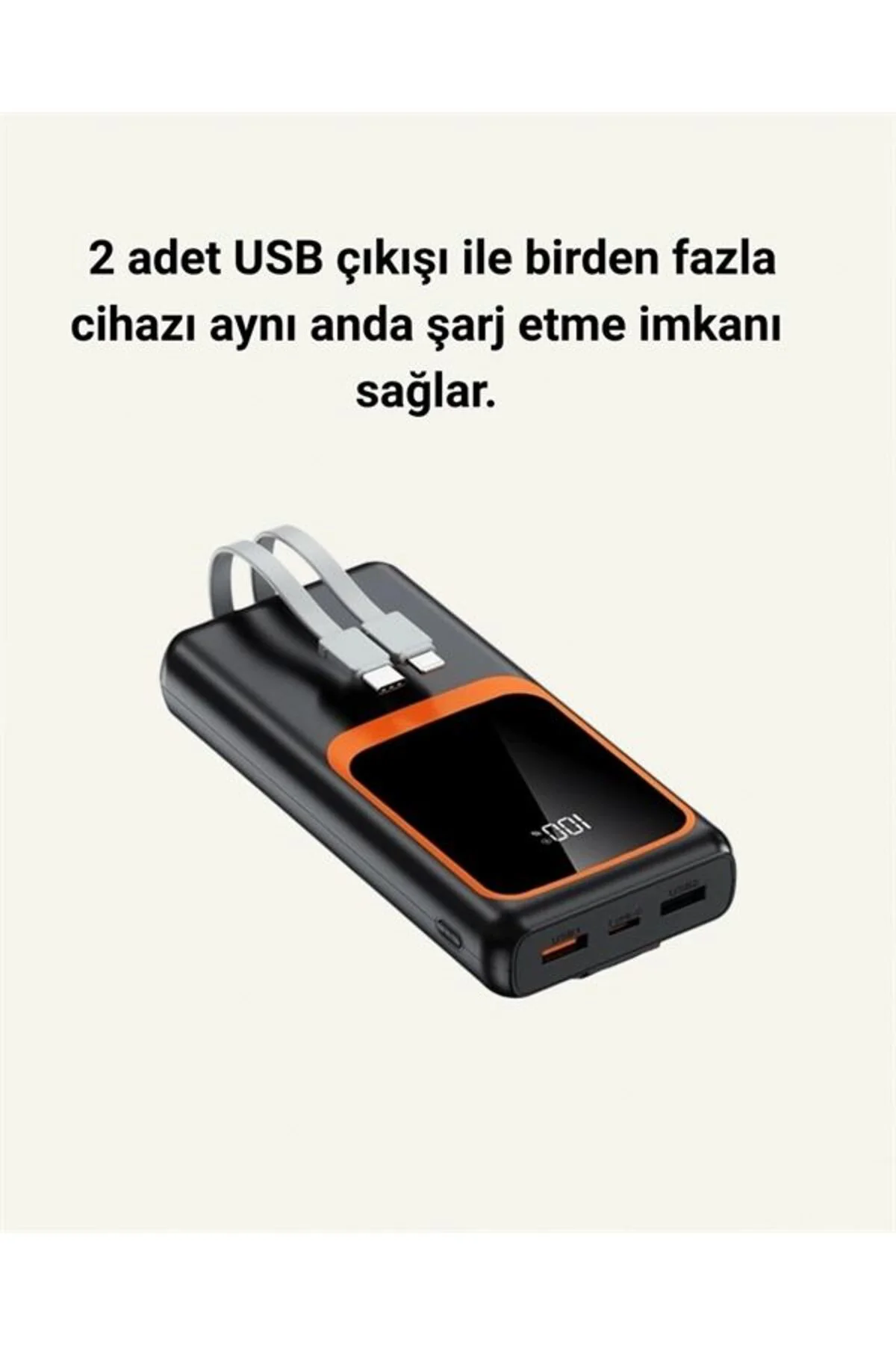 20.000 Mah Powerbank – 22.5w Hızlı Şarj, Çok Kablolu, Dijital Göstergeli