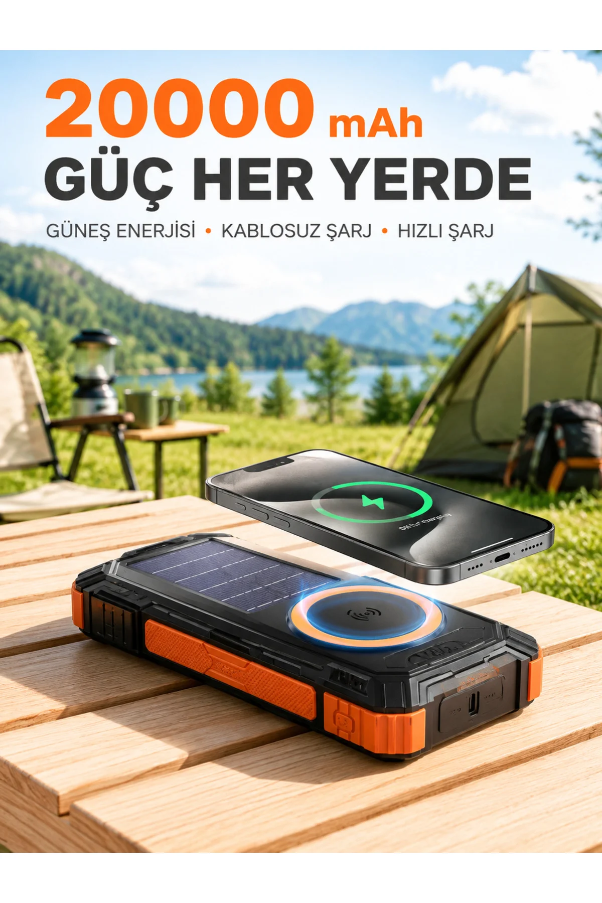 20000 Mah Powerbank Güneş Enerjili Kablosuz Şarj Hızlı Şarj Taşınabilir Batarya 20000 Mah Powerbank Güneş Enerjili Kablosuz Şarj Hızlı Şarj Taşınabilir Batarya
