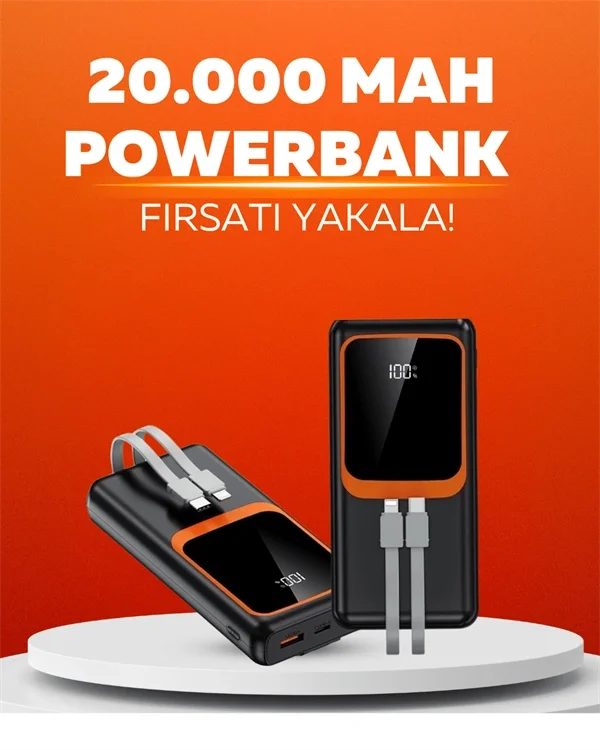 20.000 mAh Powerbank – 22.5W Hızlı Şarj, Çok Kablolu, Dijital Göstergeli Fiyatı, Yorumları ve Özellikleri