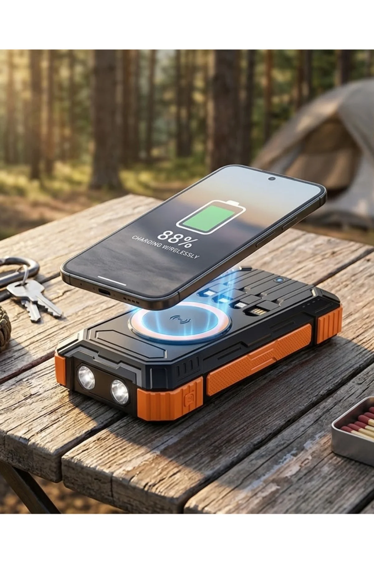 20000 mAh Powerbank Güneş Enerjili Kablosuz Şarj Hızlı Şarj Taşınabilir Batarya