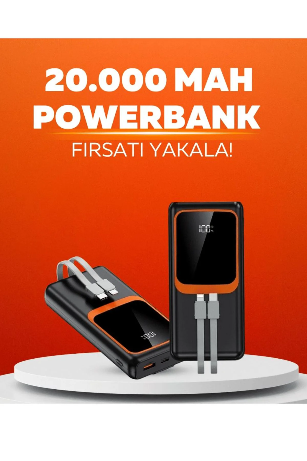 20.000 Mah Powerbank – 22.5w Hızlı Şarj, Çok Kablolu, Dijital Gös