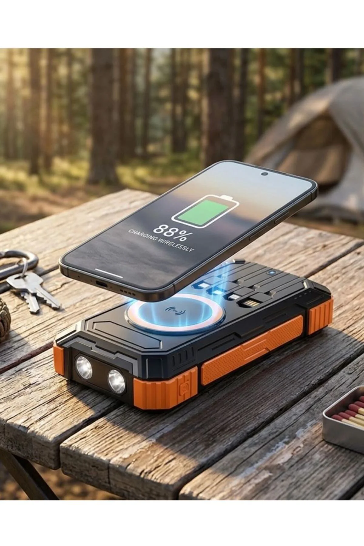 20000 Mah Powerbank Güneş Enerjili Kablosuz Şarj Hızlı Şarj Taşın