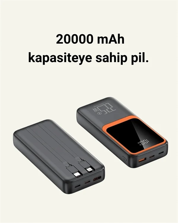20.000 mAh Powerbank – 22.5W Hızlı Şarj, Çok Kablolu, Dijital Göstergeli Fiyatı, Yorumları ve Özellikleri