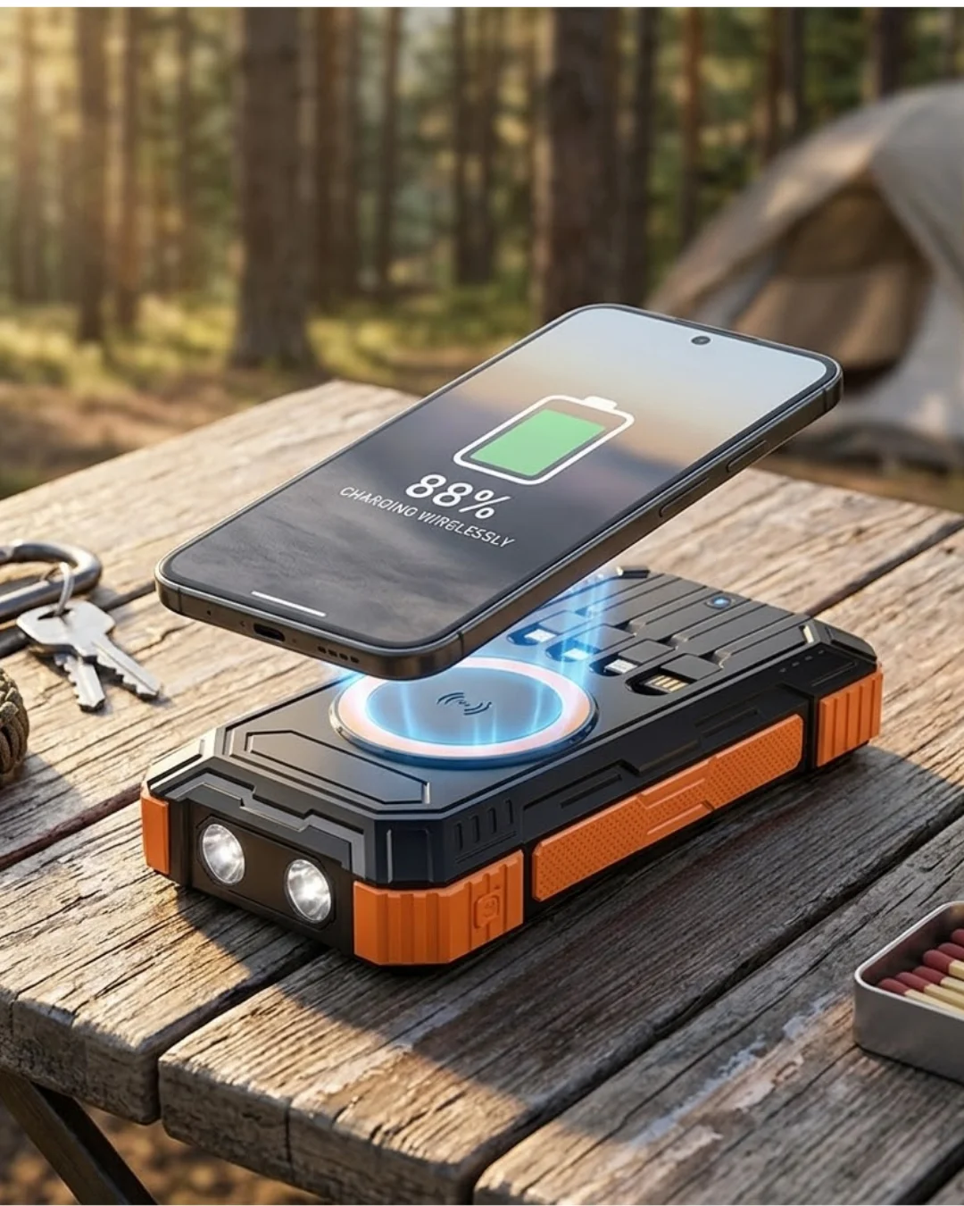 20000 mAh Powerbank Güneş Enerjili Kablosuz Şarj Hızlı Şarj Taşınabilir Batarya