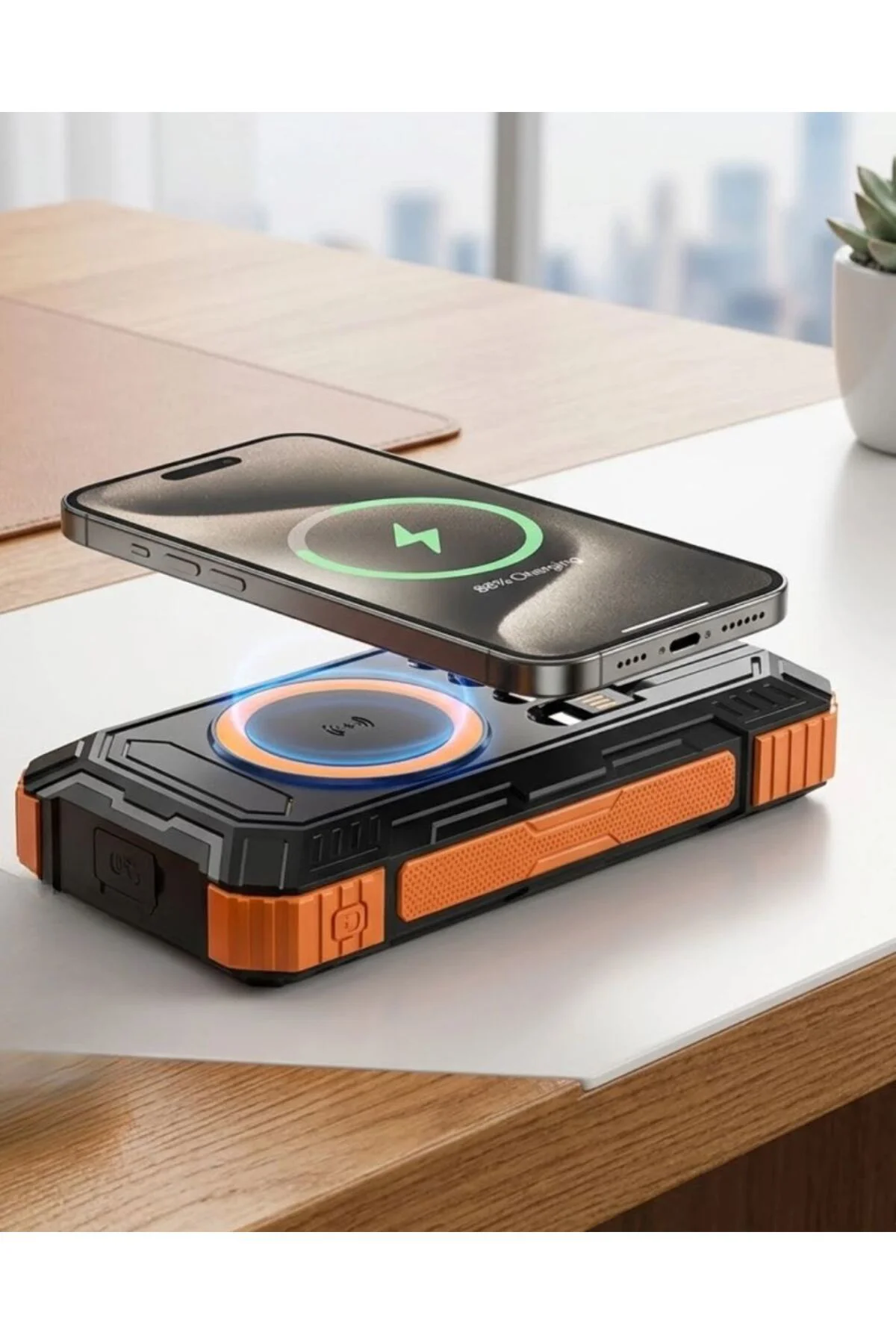 20000 Mah Powerbank Güneş Enerjili Kablosuz Şarj Hızlı Şarj Taşın