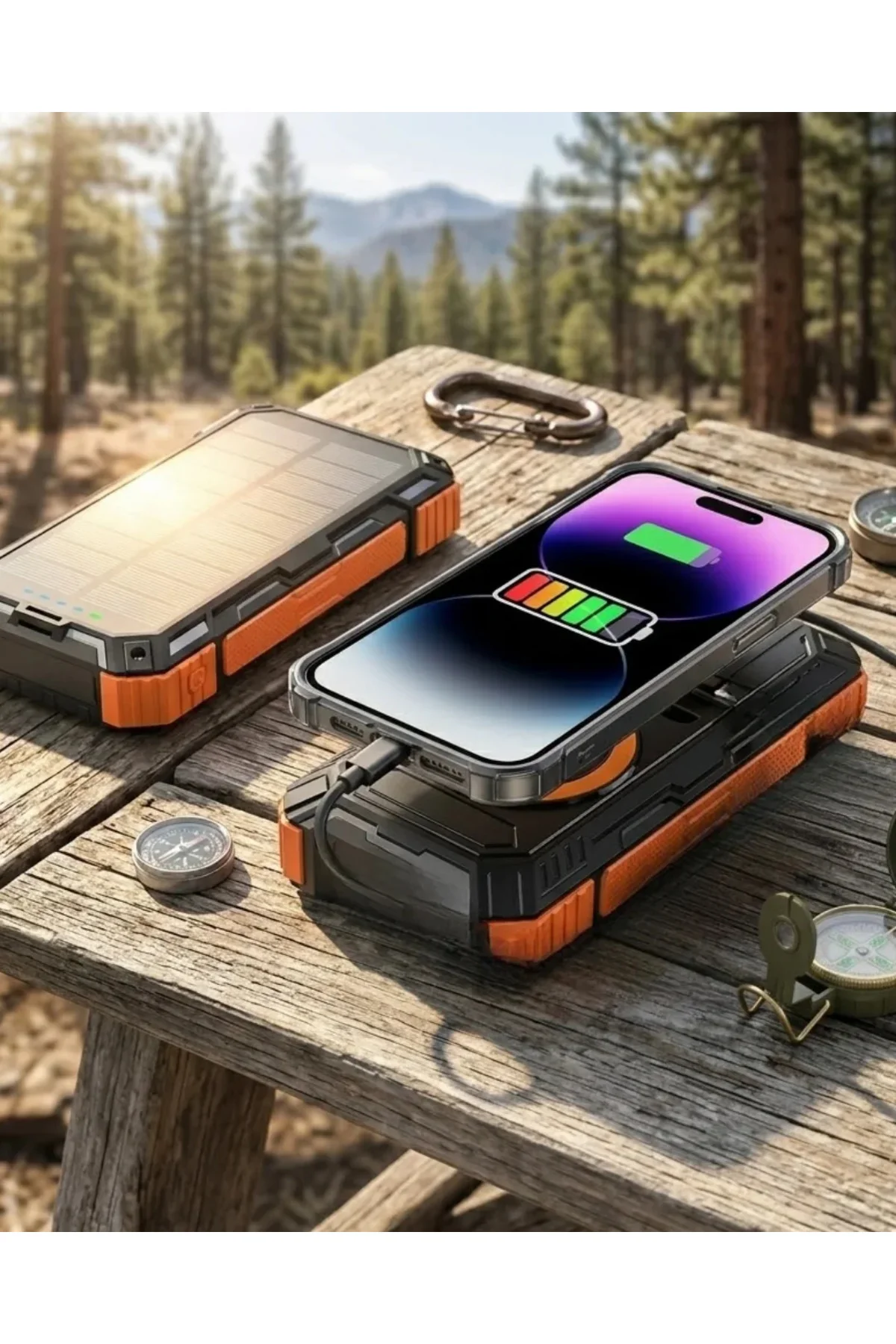 20000 mAh Solar Powerbank Kablosuz Şarj Özellikli Kamp ve Seyahat İçin Taşınabilir Güç Kaynağı 20000 mAh Solar Powerbank Kablosuz Şarj Özellikli Kamp ve Seyahat İçin Taşınabilir Güç Kaynağı