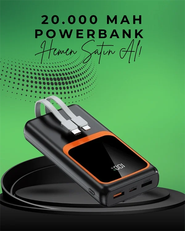 20000 mAh Taşınabilir Powerbank | Çok Kablolu, Hızlı Şarj Destekli (22.5W) Fiyatı, Yorumları ve Özellikleri