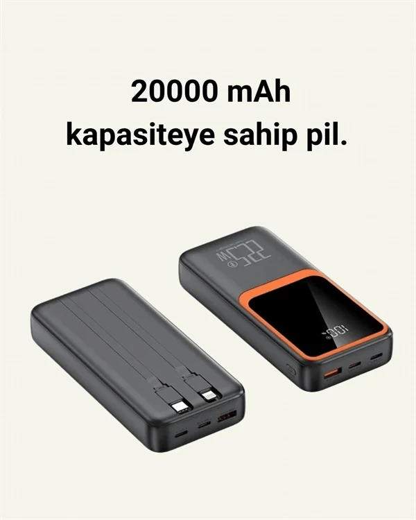 20000 mAh Taşınabilir Powerbank | Çok Kablolu, Hızlı Şarj Destekli (22.5W) Fiyatı, Yorumları ve Özellikleri