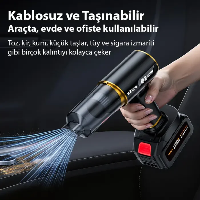20000 PA Güçlü Kablosuz El Süpürgesi - Üflemeli & Vakumlu Ev ve Araç İçin Mükemmel Çözüm