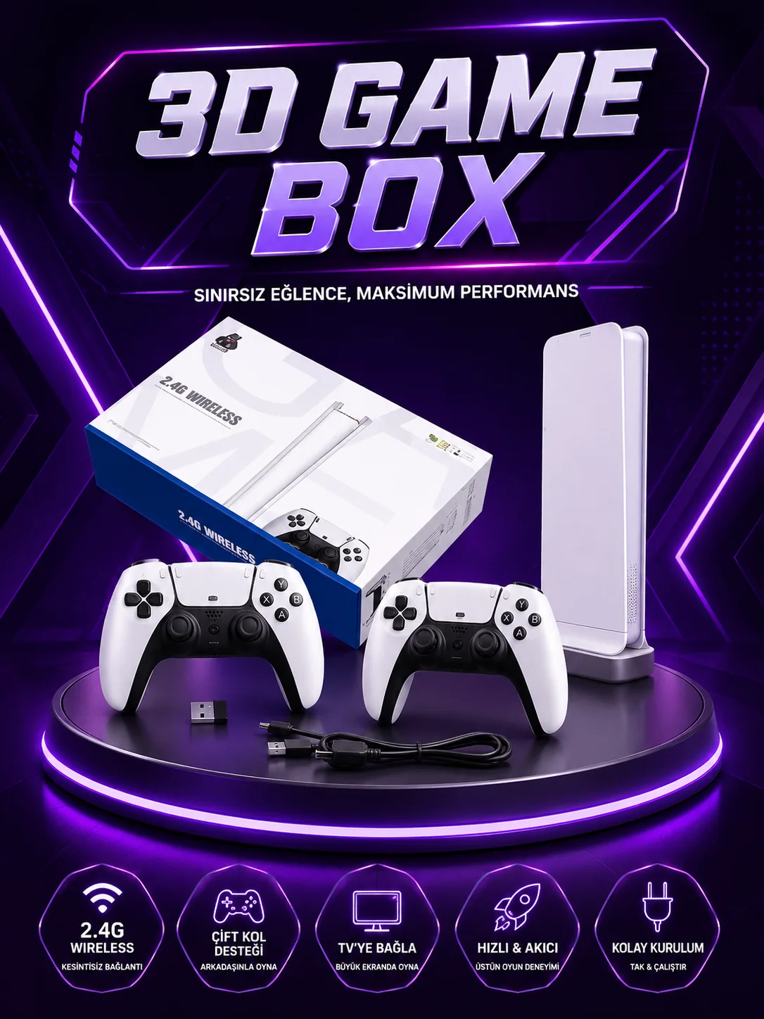 20.000 Yüklü Oyunlu Kablosuz Retro Oyun Konsolu 4K Destekli 20.000 Yüklü Oyunlu Kablosuz Retro Oyun Konsolu 4K Destekli