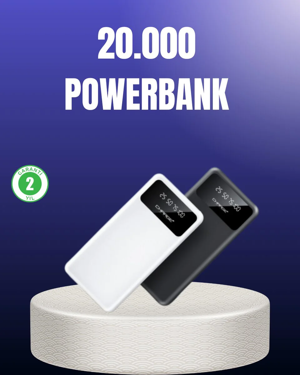 20.000mAh LCD Ekranlı PD Powerbank - Hızlı Şarj ve Görünür Pil Durumu