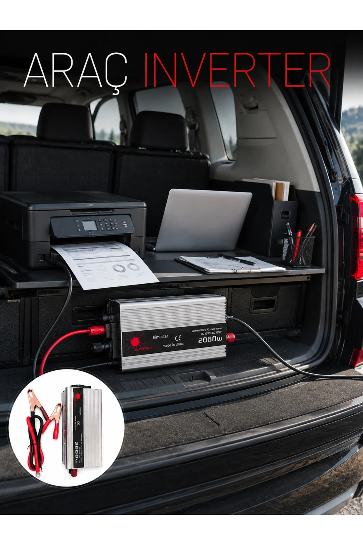 2000W Akü İnvertör Araçtan Elektrik Kullanımı Sağlayan