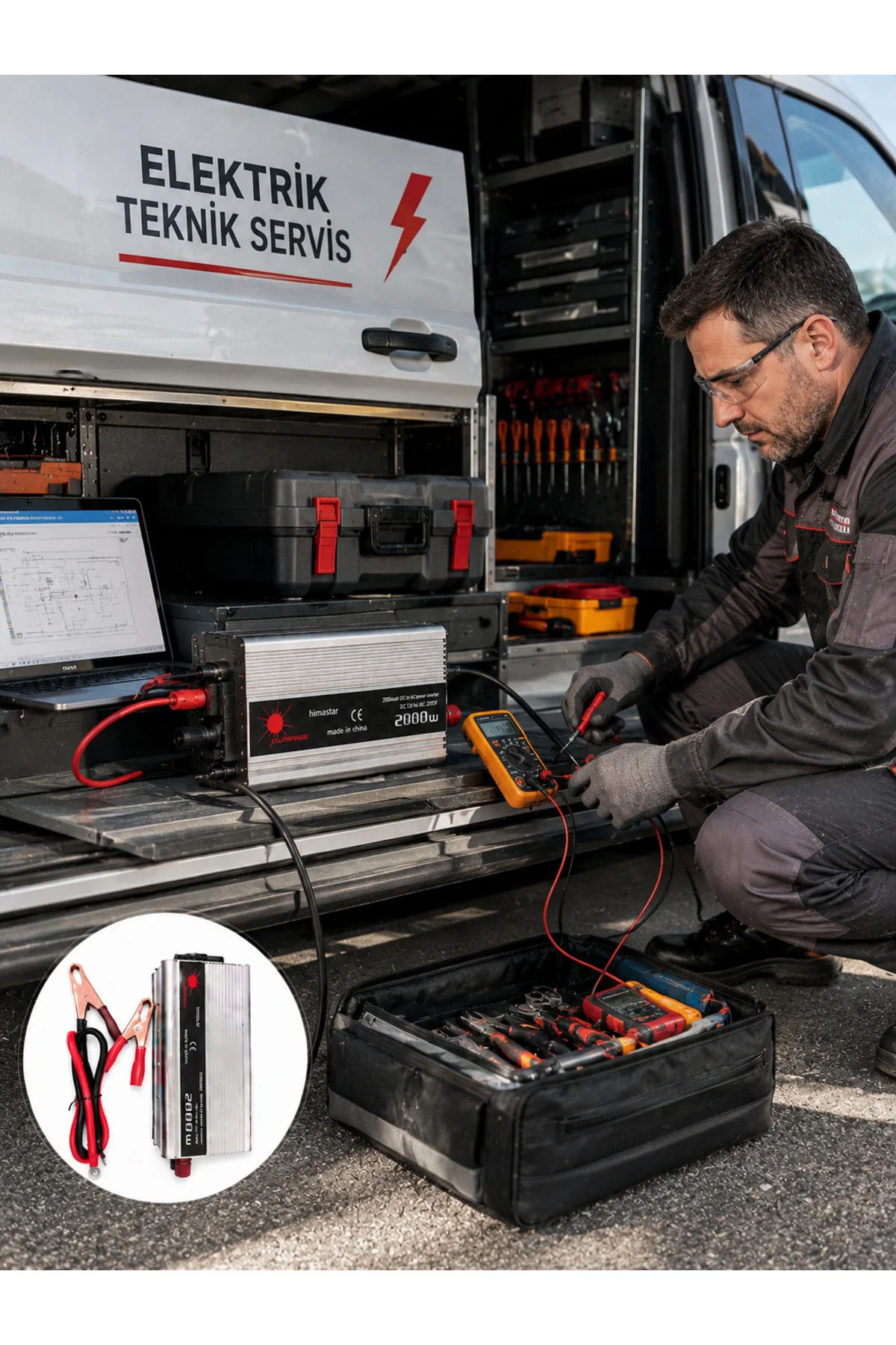 2000W Yüksek Güçlü Araç İnvertörü Priz Çıkışlı Elektrik Dönüştürü