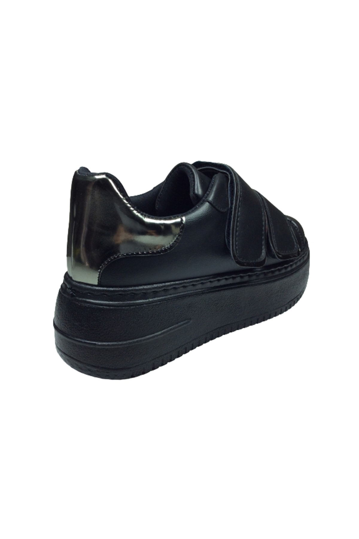 2001 Womenly Moda Sıyah Cırtlı Kadın Sneaker Spor Ayakkabı