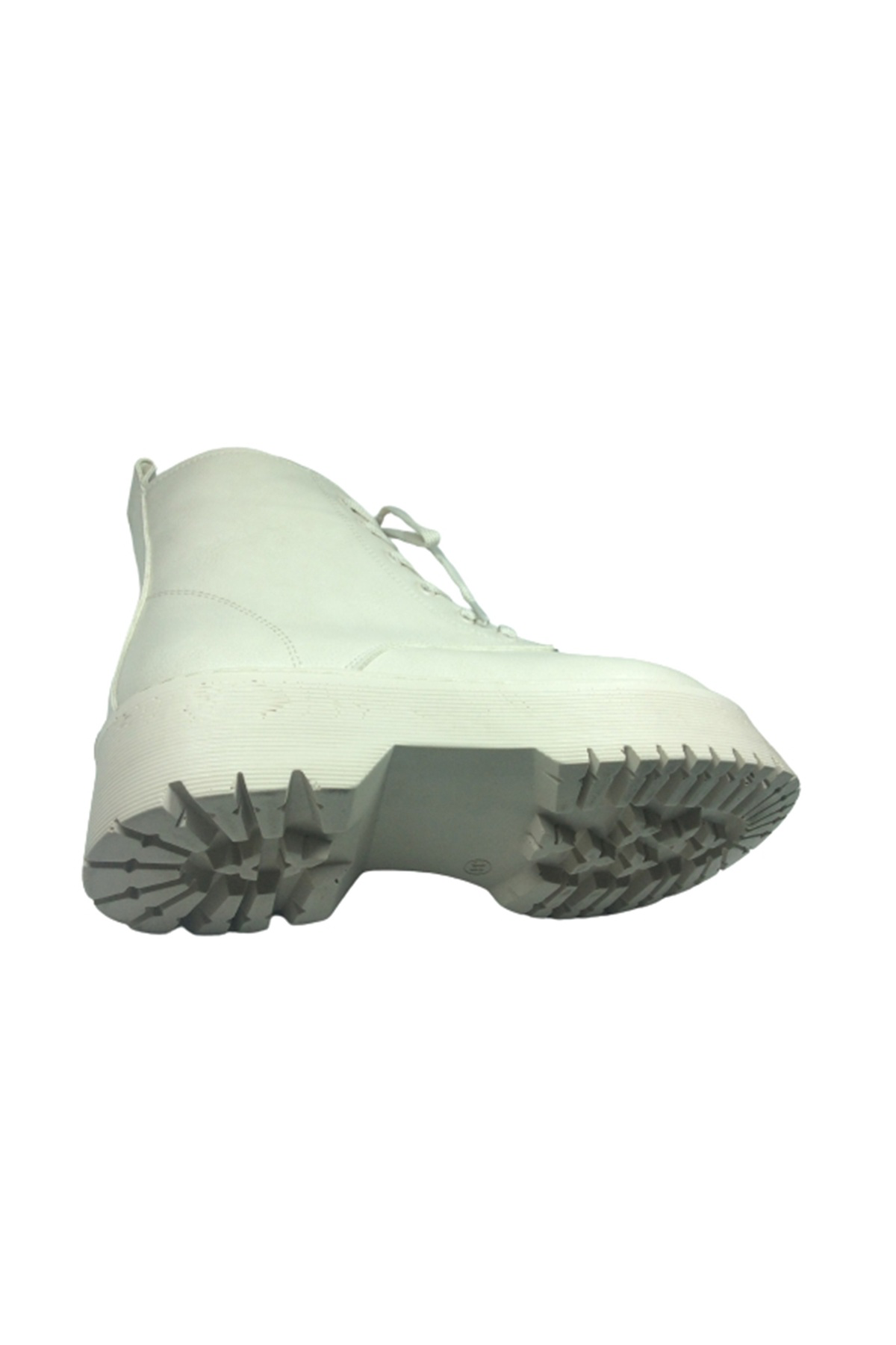 2001 Womenly Style Kadın Bej Bot Suni Deri Bağcıklı Ve Fermuarlı