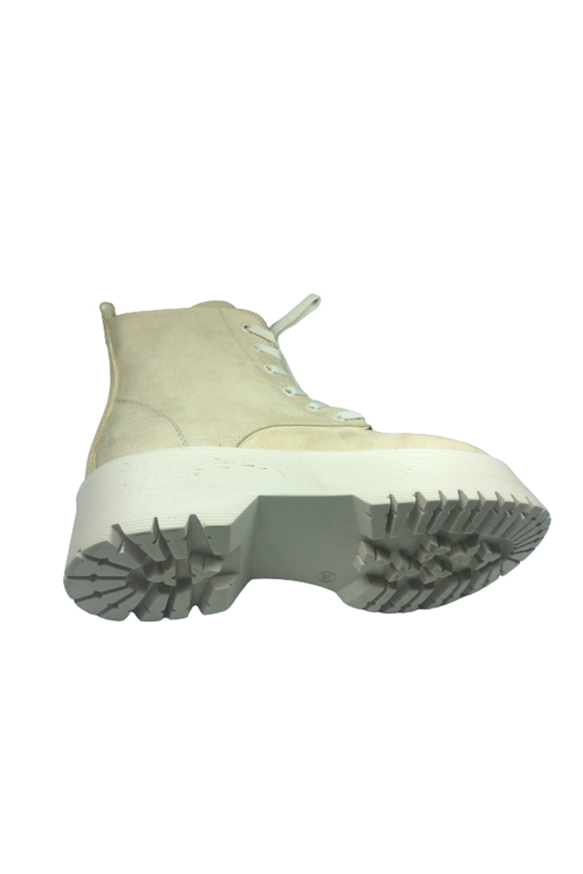 2001 Womenly Style Kadın Ten Bej Süet Bot Suni Deri Bağcıklı Ve F