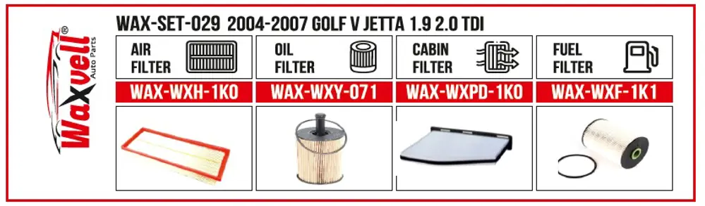 2004-2007 GOLF V JETTA 1.9 2.0 TDI  FİLTRE BAKIM SETİ