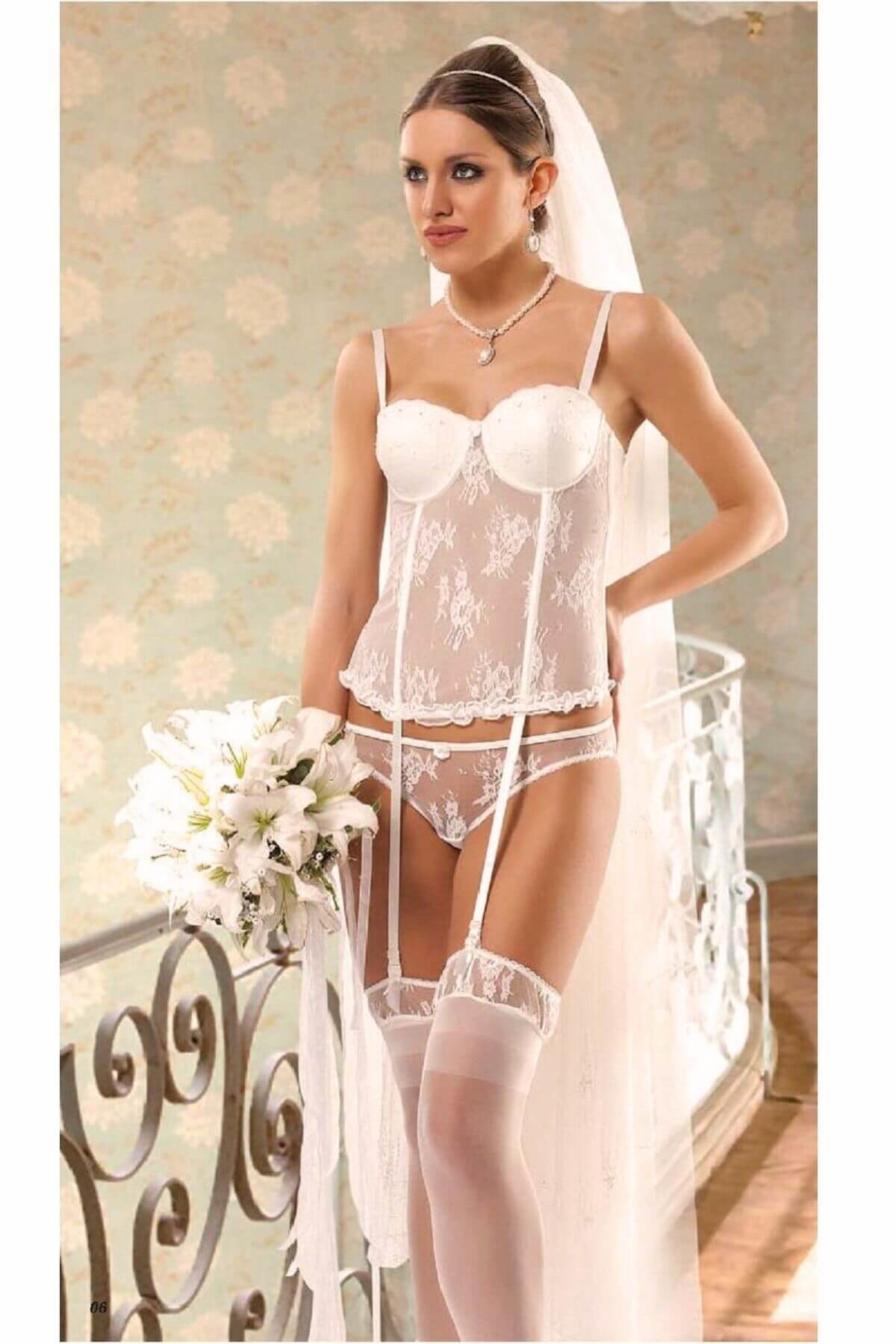 New Bride 20046 Dantelli Dolgulu & Push-Up Büstiyer Takım