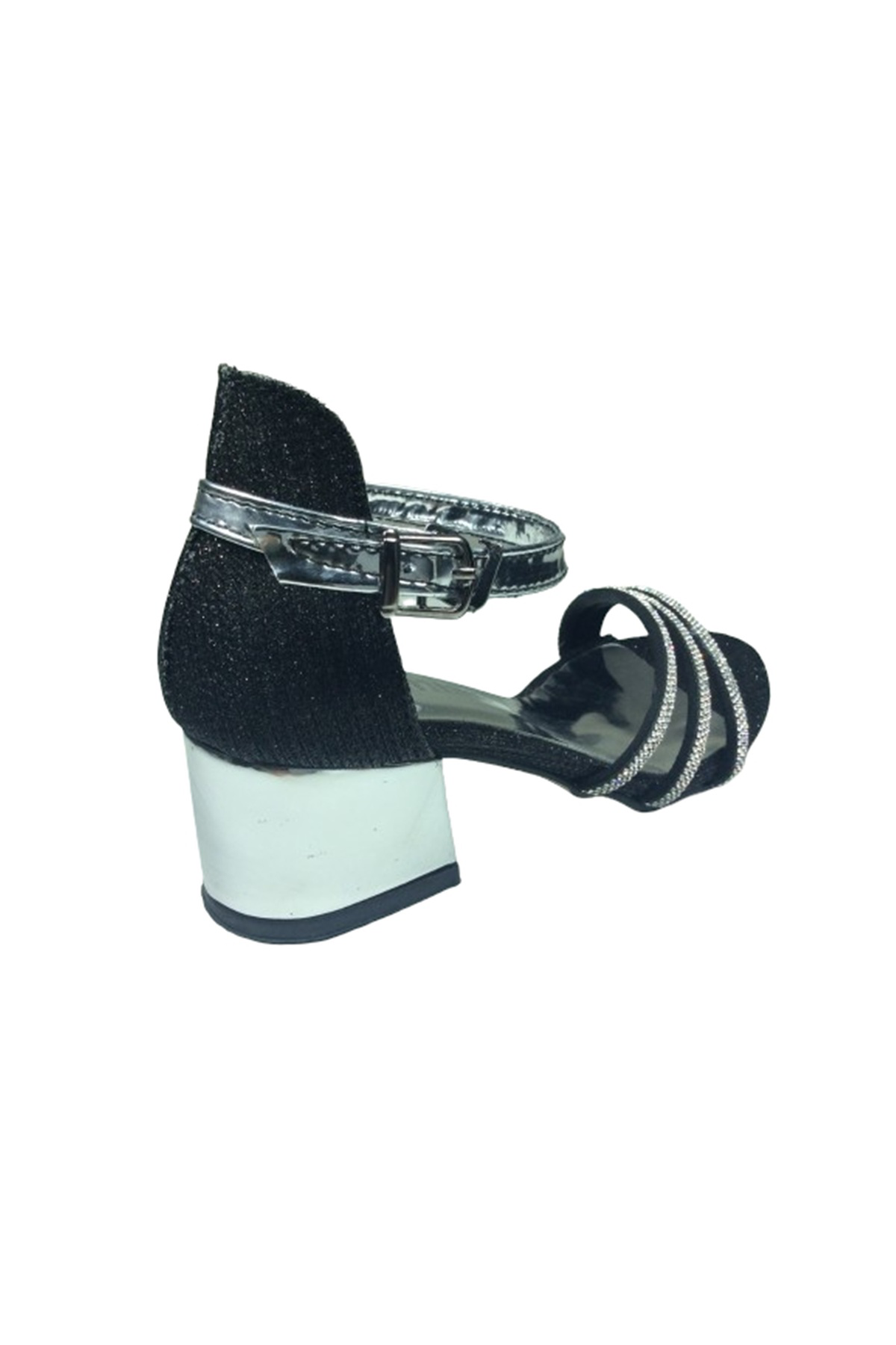 Ortopedikal 2006 Mot Filet Siyah-Gümüş Taşli Kiz Çocuk Topuklu Ayakkabi Abiye