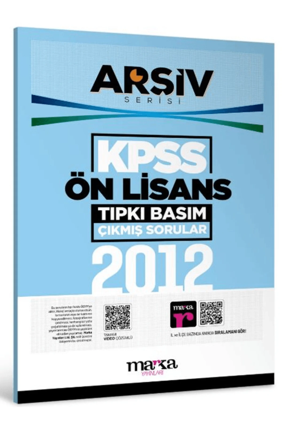 2012 KPSS Ön Lisans Arşiv Serisi Tıpkı Basım Çıkmış Sorular / Mar