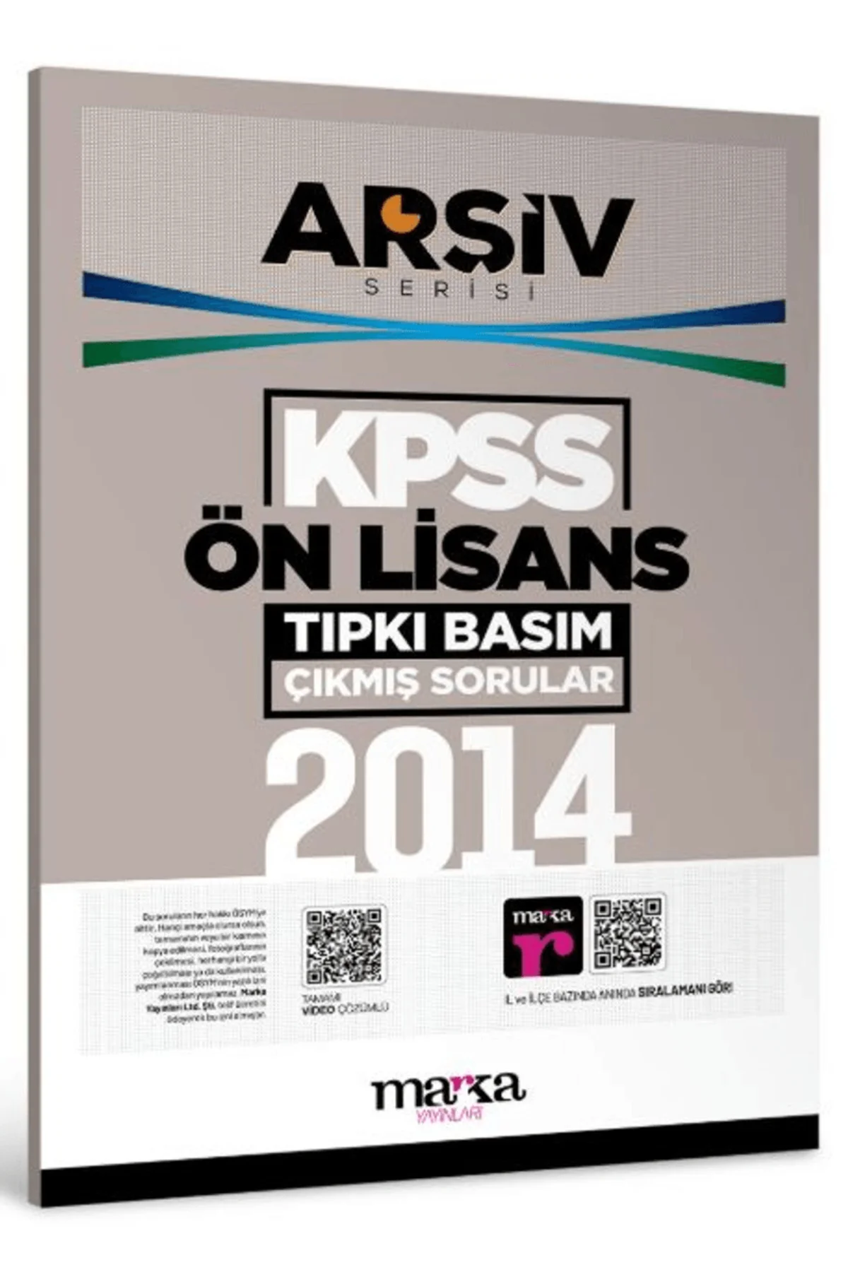 2014 KPSS Ön Lisans Arşiv Serisi Tıpkı Basım Çıkmış Sorular / Mar