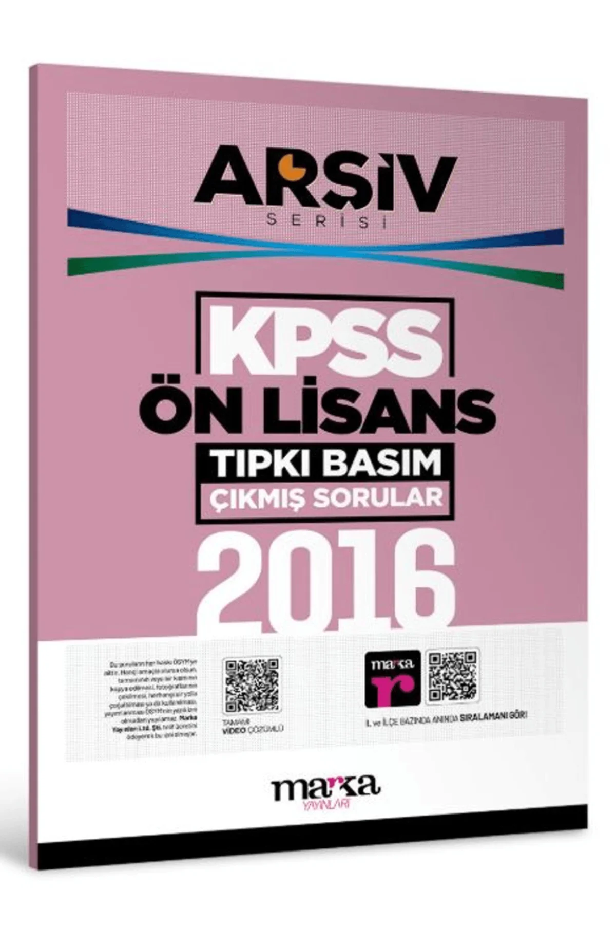 2016 KPSS Ön Lisans Arşiv Serisi Tıpkı Basım Çıkmış Sorular / Mar