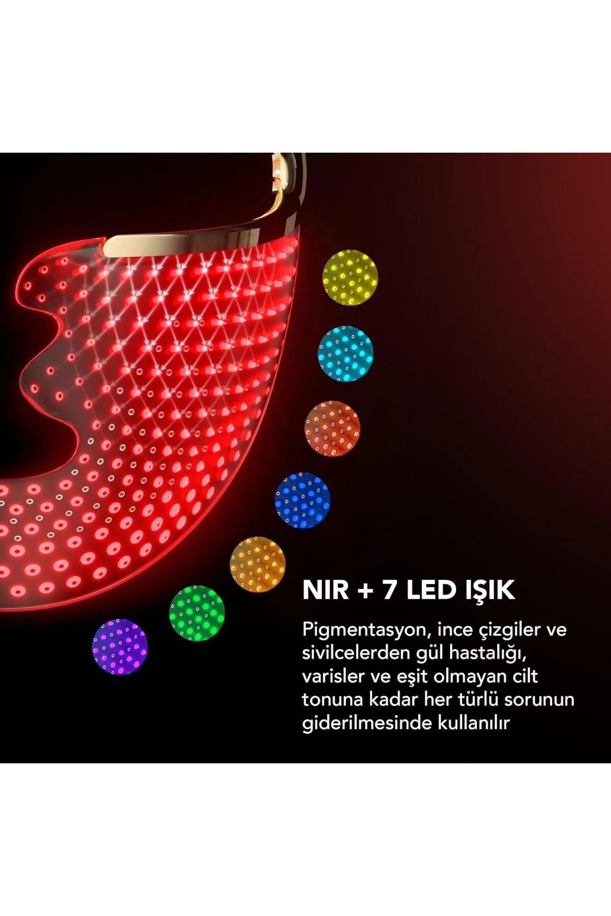 202 Gelişmiş 8 Renkli LED Yüz Maskesi + Glass Skin Yüz Maskesi Se