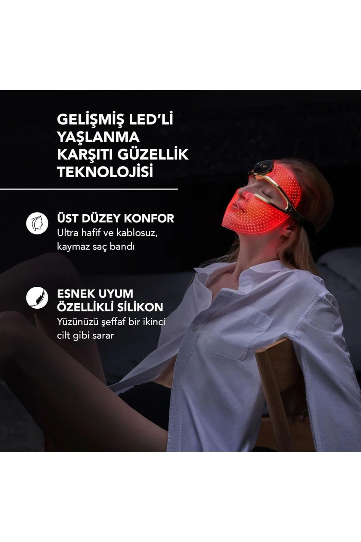 202 Gelişmiş 8 Renkli LED Yüz Maskesi + Glass Skin Yüz Maskesi Se