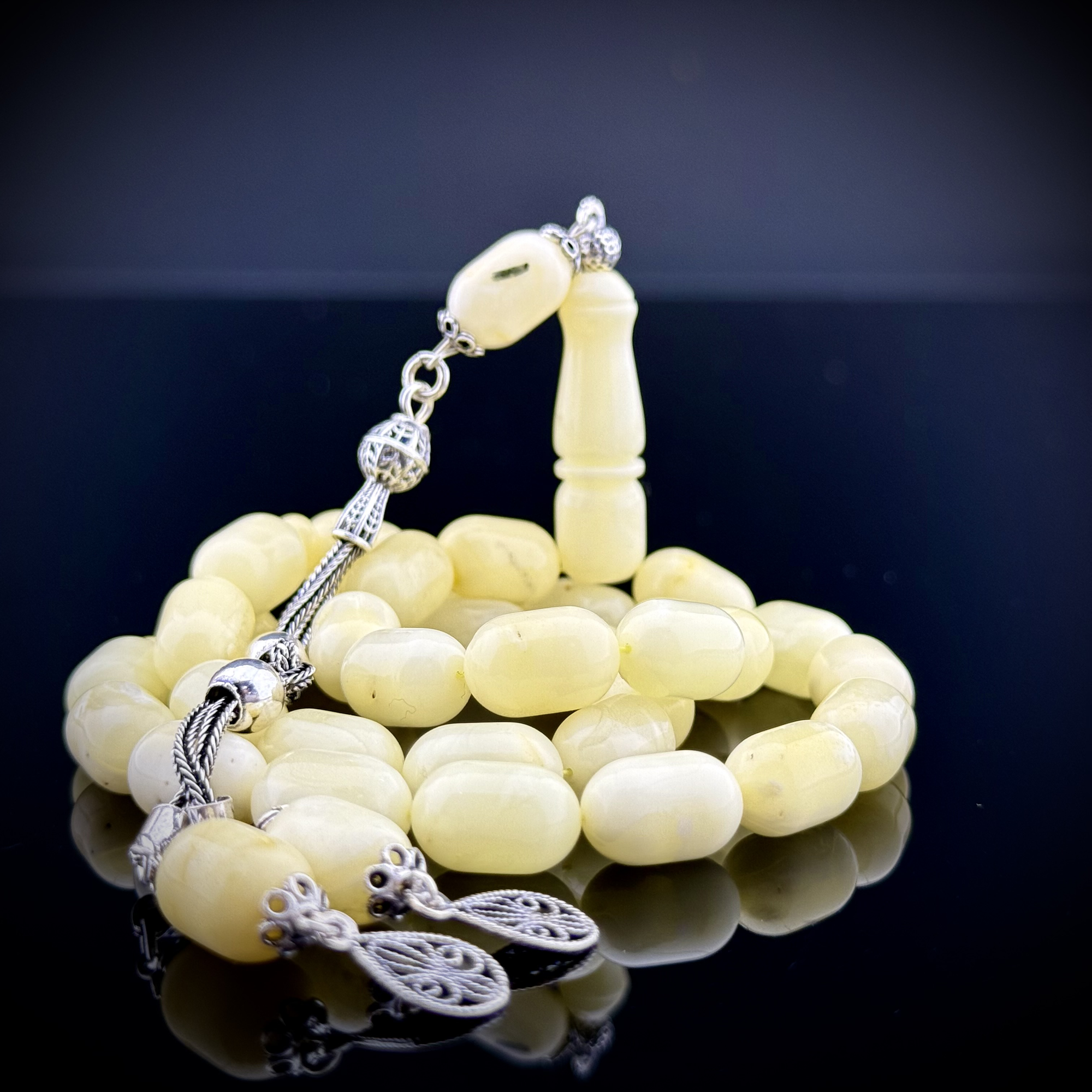 Muri Tesbih 20,2 Gr Rus Kaliningrad Damla 5,3 Gr 925 Ayar Gümüş Püskül Kapsül