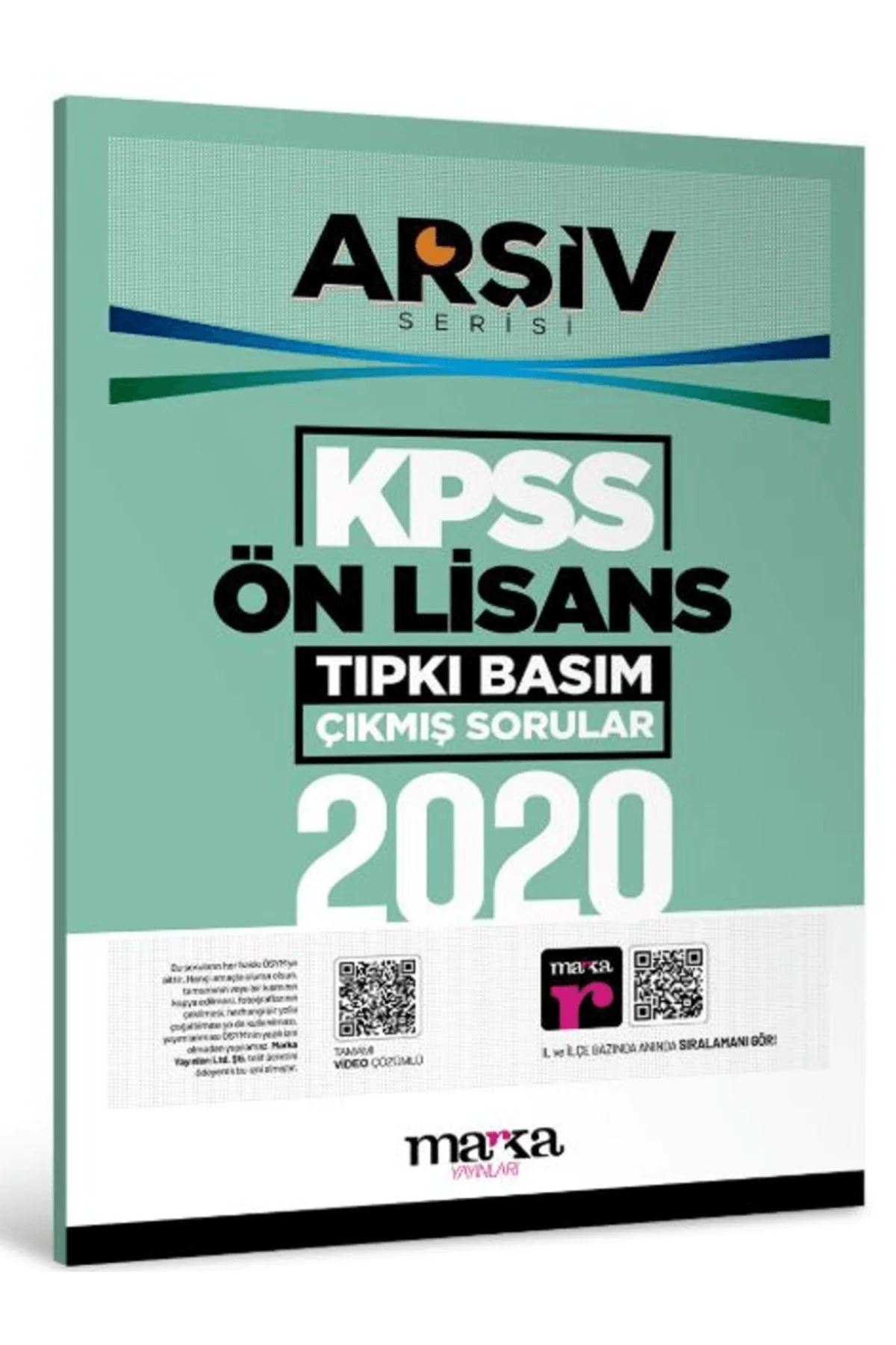 2020 KPSS Ön Lisans Arşiv Serisi Tıpkı Basım Çıkmış Sorular / Mar