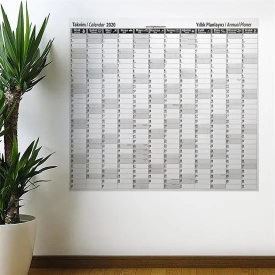 2020 Yıllık Planlayıcı Manyetik Duvar Stickerı Takvim 110x100 Cm 5224 Diğer