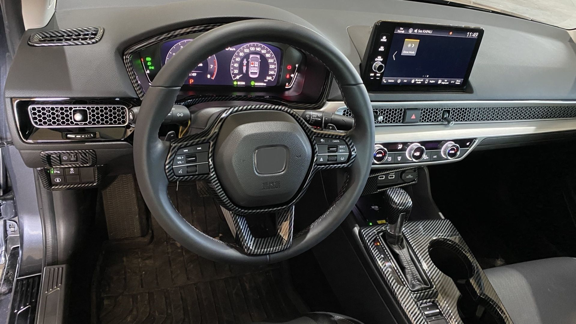 Drs Tuning 2022 Civic Uyumlu Direksiyon Kaplama Seti 2 Parça - Karbon