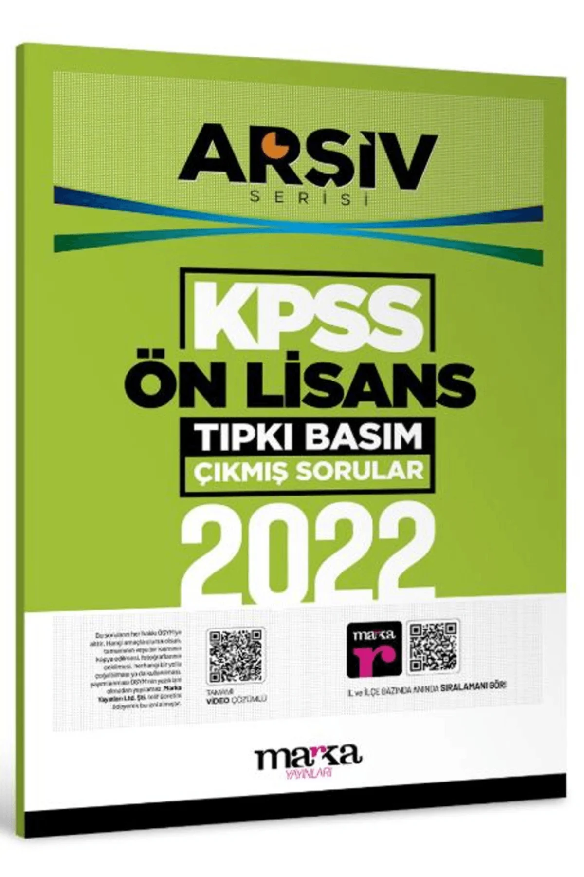2022 KPSS Ön Lisans Arşiv Serisi Tıpkı Basım Çıkmış Sorular / Mar