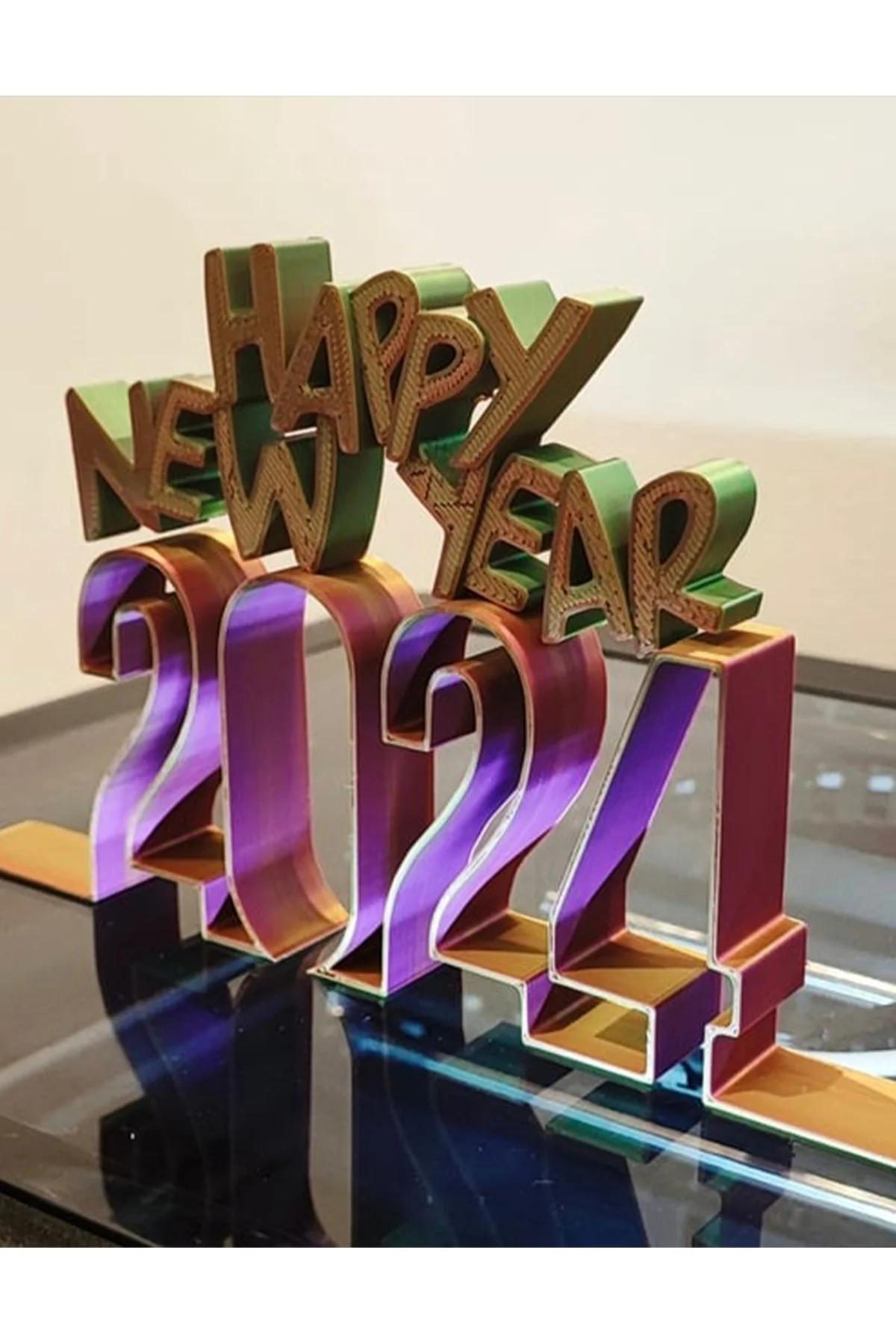 2024 Happy New Year Obje 2024 Renkli Yılbaşı Süsü Obje