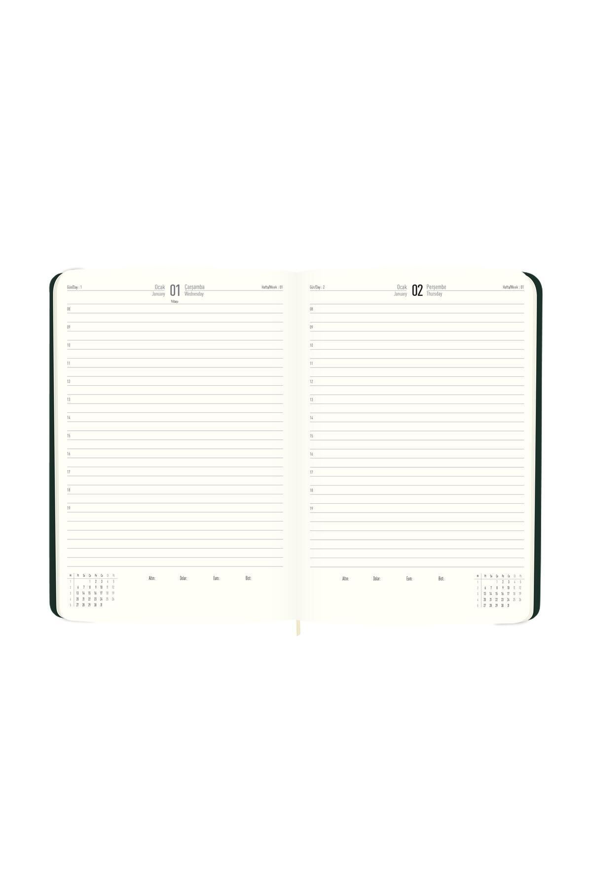 Keskin Color 2025-14*20 Günlük Termo Deri Ajanda-Siyah