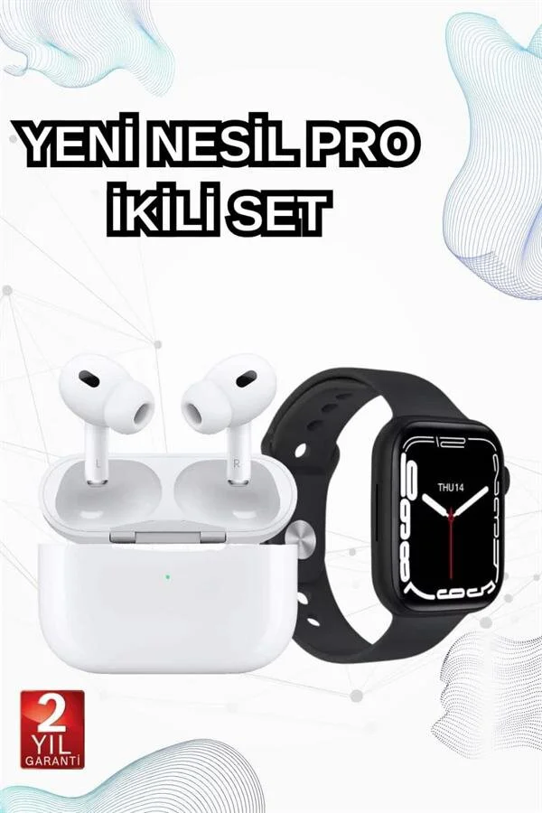 2025 Model Akıllı Saat & Pro Bluetooth Kulaklık TWS - Suya Dayanıklı, ANC, 23 Dil, Sağlık İzleme