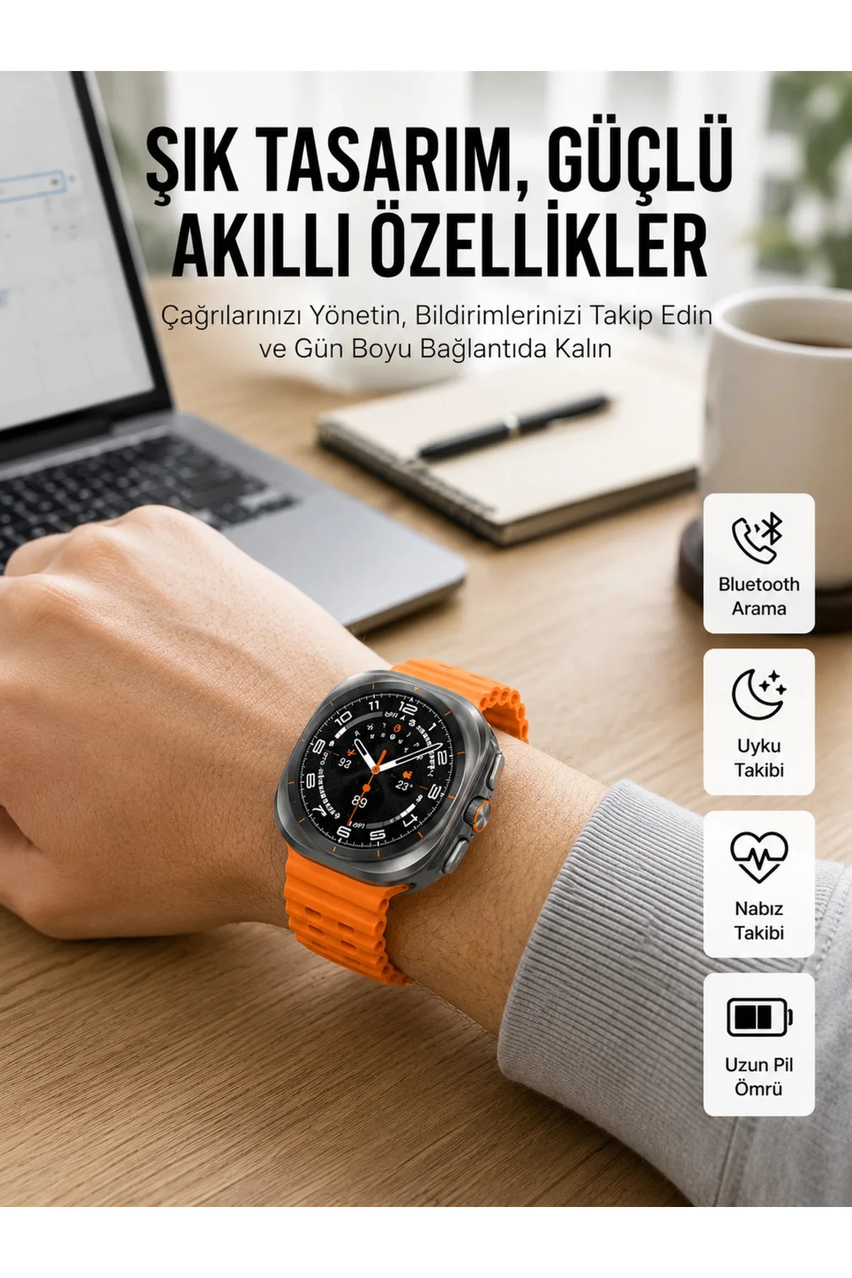 2025 Model Gelişmiş Özellikli Nabız Sensörlü Spor Takibi Yapabilen Titreşimli Saat